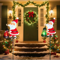 Lumières de bouilloire solaires de Noël, lumières de bouilloire de Père Noël décoratives pour pelouse de jardin, lampes solaires LED de nuit, décoration extérieure