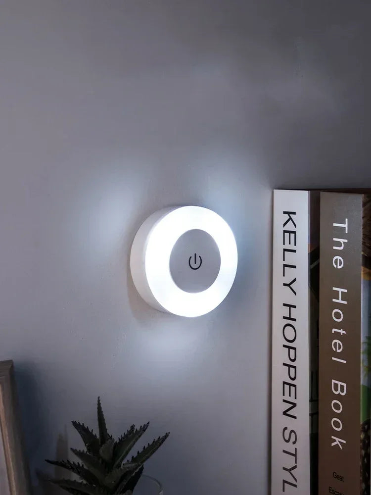 Round Touch Sensor LED Night Light | USB Rechargeable Magnetic Wall Lamp