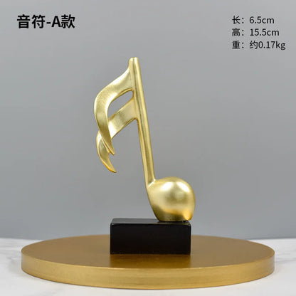 Set de 3 Piezas de Decoraciones de Notas Musicales, Regalos, Estatuas Musicales, Estatuas Modernas, Esculturas, Centros de Mesa, Artesanías, Dorado.