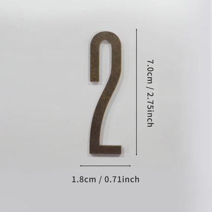 Bronze Door Number with Backing Adhesive 7cm Metal House Number Apartment Door Number for Outdoor Hotel Home Mailbox Label