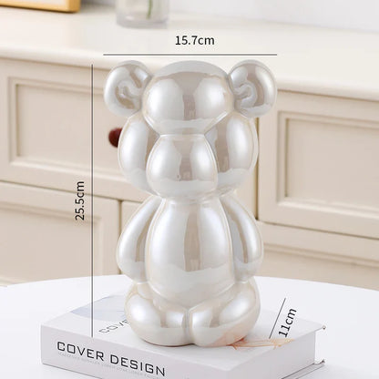Ceramic Little Fat Bear  Sculpture Home Decor room Decoration Accessories Office Nordic Animal Decorative Sculptures  Figurines