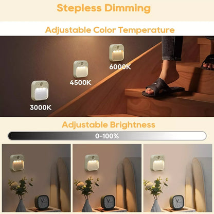 PIR Motion Sensor LED Night Light | USB Rechargeable Automatic Lamp for Bedroom, Stairs, and Closet