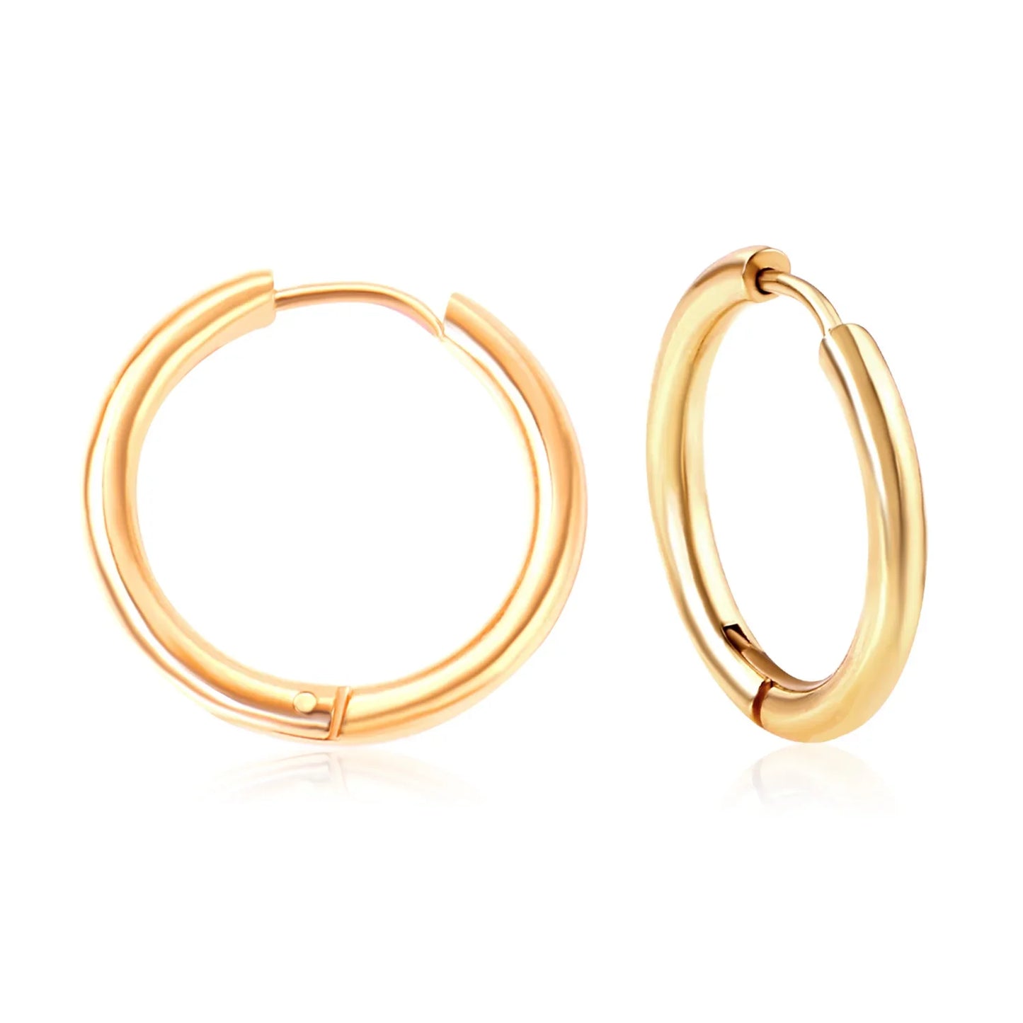 Stainless Steel Hoop Earrings for Women | Hypoallergenic Round Hinged Hoops - 12/14/16mm