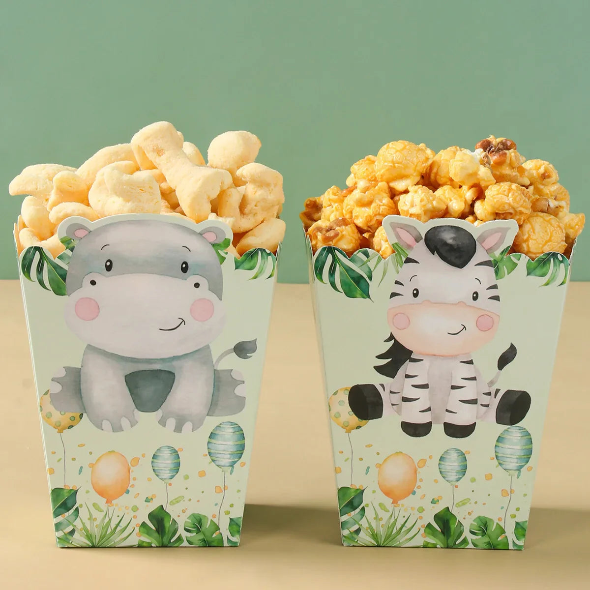 Boîtes à Popcorn Safari dans la Jungle, Boîtes à Bonbons, Décorations de Fête Animaux de la Jungle, Fête Prénatale, Anniversaire Garçons Enfants