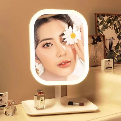 LED Makeup Vanity Mirror with 3 Color Lights – Touch Control for Bedroom & Desk