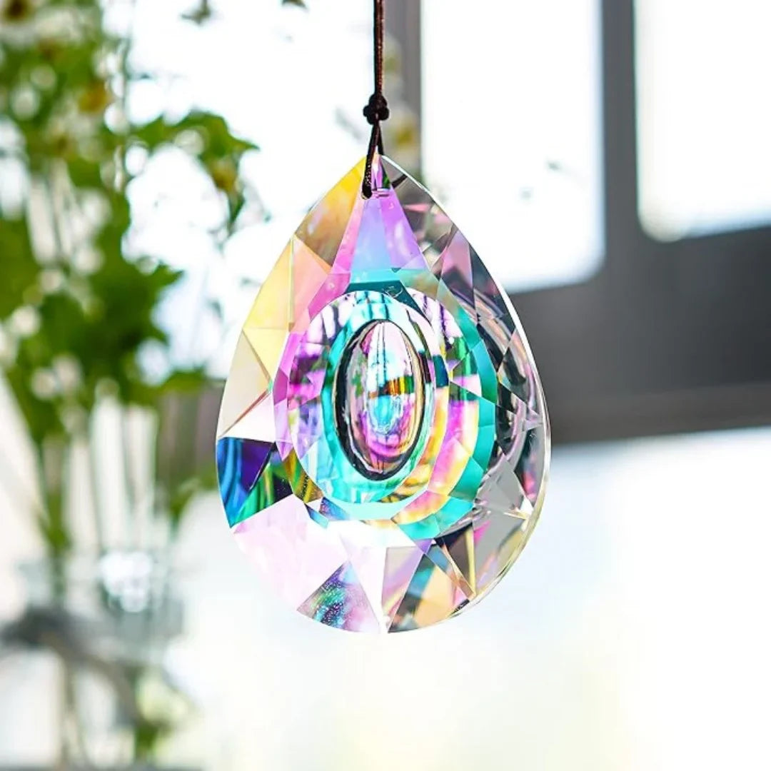 Grand pendentif prisme arc-en-ciel en cristal, attrape-soleil, décoration suspendue avec réfraction de la lumière, décoration de mariage, de maison, de fête