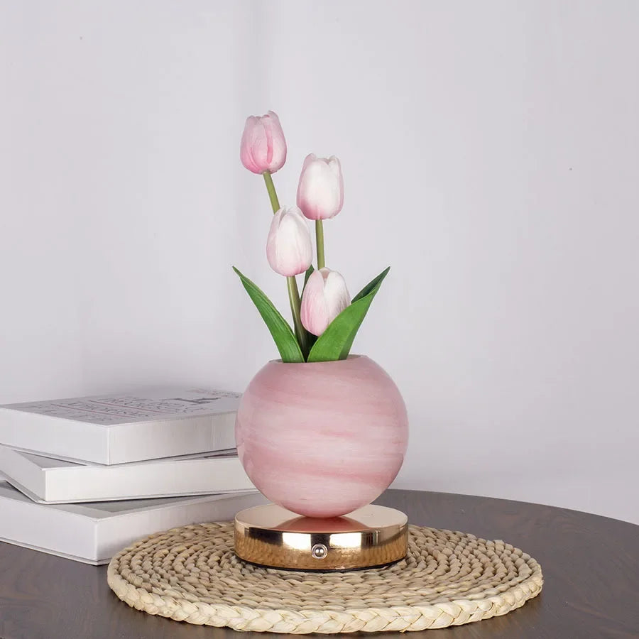 Tulip LED Night Light USB Rechargeable Desk Table Lamp for Bedroom & Holiday Decor