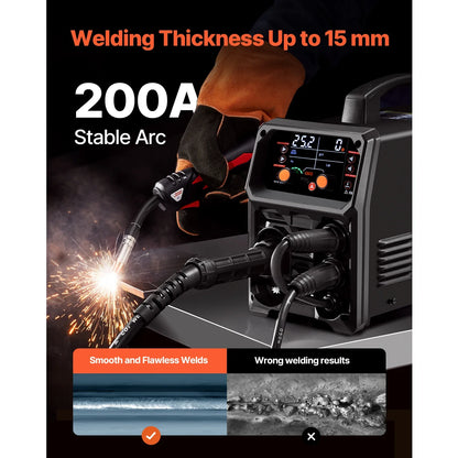 SucceBuy 5-in-1 MIG Welder 200Amp Multi-Process MIG TIG Stick Welding Machine LCD