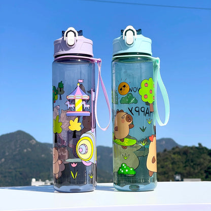 Kapibala Straw Cup 800ml | Large Capacity Portable Water Bottle for Sports and Outdoor