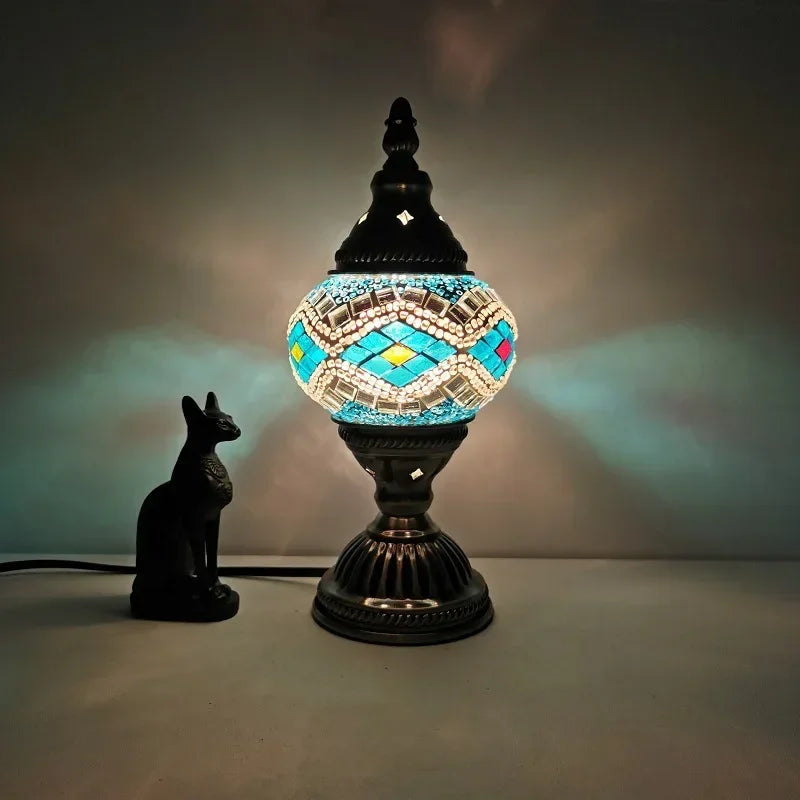 Turkish Stained Glass Table Lamp Mosaic Retro Bedside Cafe Decor Light
