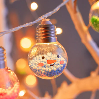1PC Guirlande Lumineuse Boule Ampoule Noël 1.5M10LED, Arbre de Noël Souriant, Lampe Décorative, Fée Lumineuse pour Chambre, Fête d'Anniversaire