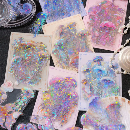 Jellyfish Theme PET Waterproof Stickers | Vintage Ocean Art for Scrapbooking