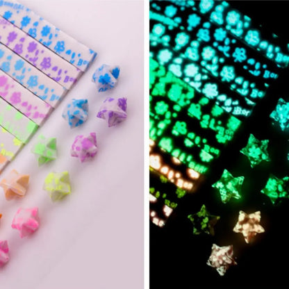 210 Sheets Luminous Origami Stars Paper | 10 Colors Glow in the Dark Lucky Star Strips for DIY Craft