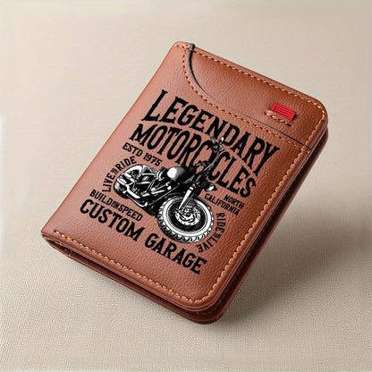 Men's Retro Faux Leather Wallet | Vintage Motorcycle Style Slim Business Card Holder
