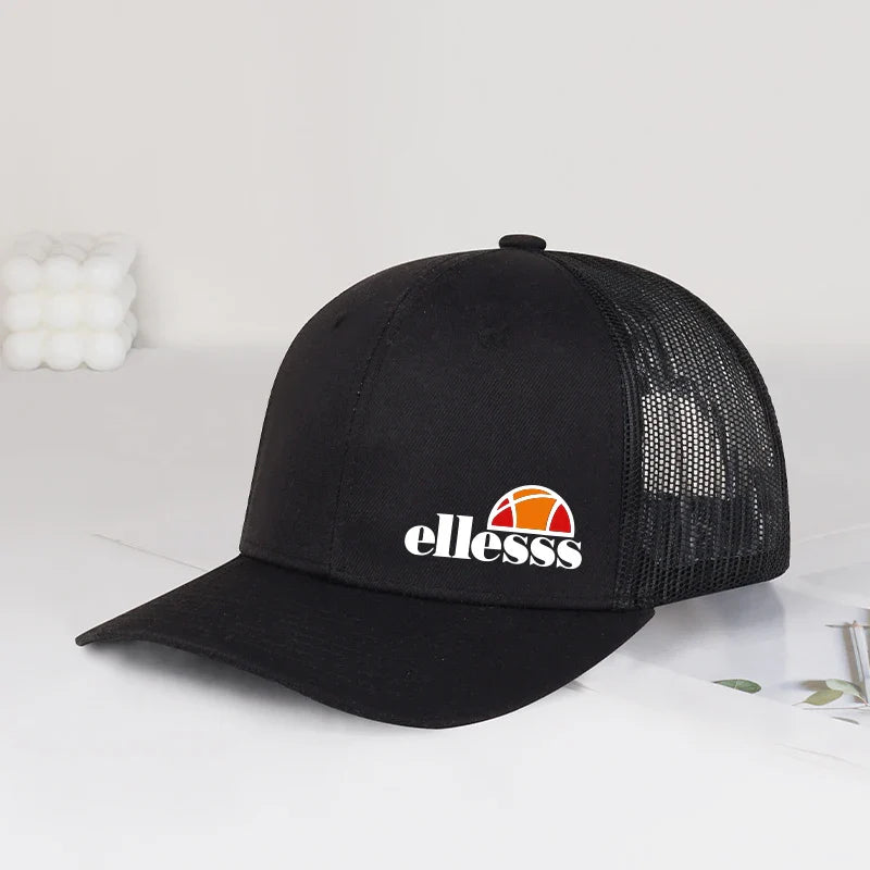 Breathable Mesh Trucker Hat with Ellessss Print | Adjustable Snapback for Outdoor Sun Protection