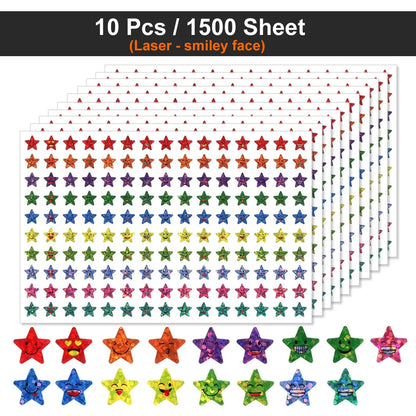 Happy Face Star Sticker Pack | Reward Stickers for Kids, DIY Craft Decorations