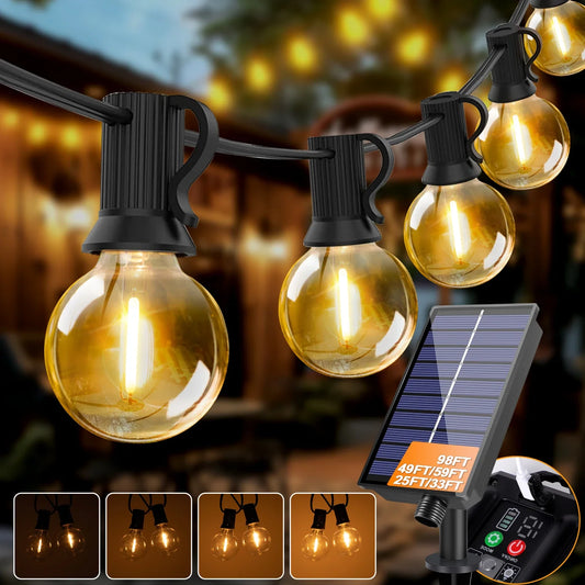 Luces LED Solares G40 para Exterior, Resistentes al Agua, Inastillables, Colgantes