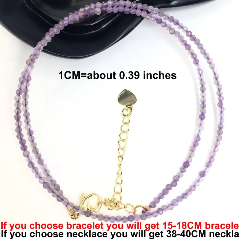 Faceted Gemstone Beaded Necklace and Bracelet Set | Natural Crystal Choker Jewelry for Men and Women