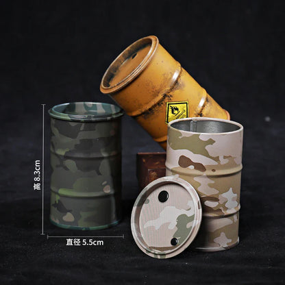 Iron Mini Oil Drum Model Chemistry Oil Drum Model Car Model Desktop Decoration Storage Box War Games Scene Model for Xmas Gifts