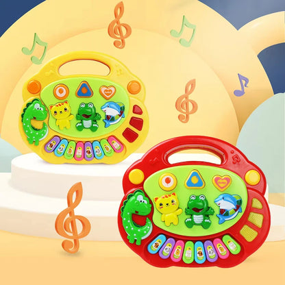 Jeu de piano-clavier de dessin animé pour enfants avec musique lumineuse clignotante Sons d'animaux Jouets musicaux pour bébés Jouets éducatifs Cadeaux pour enfants