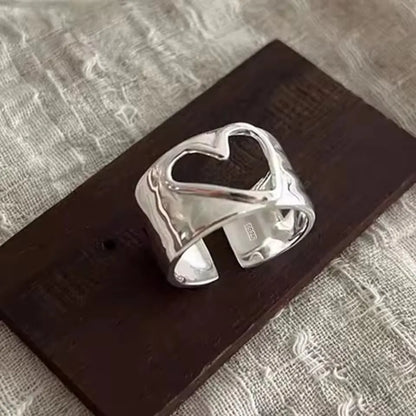 VENTFILLE 925 Sterling Silver Arched Wide Geometric Punk Ring | Asymmetric Cocktail Jewelry