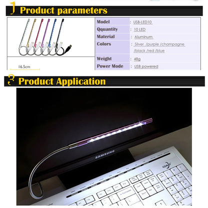5V LED Book Light Flexible Reading Lamp | Portable USB Desk Light for Bedroom Decor and PC Keyboard Lighting