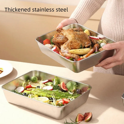 Récipient alimentaire rectangulaire en acier inoxydable pour conserver la fraîcheur, boîte de rangement pour pique-nique, boîte à bento, réfrigérateur, congélateur, assiette de restaurant