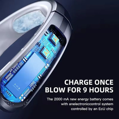 Portable Neck Fan | Bladeless Design with Rechargeable Battery | Lightweight Cooling Solution for Instant Comfort
