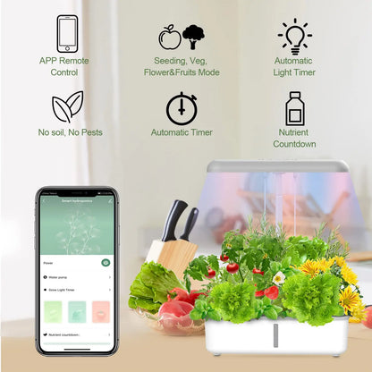 Smart WiFi Hydroponic Growing System Indoor Herb Garden LED Grow Light