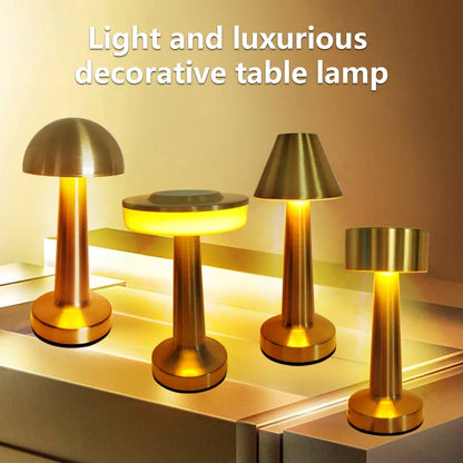 LED Metal Touch Table Lamp | Rechargeable Dimmable Night Light for Coffee Bar Decor