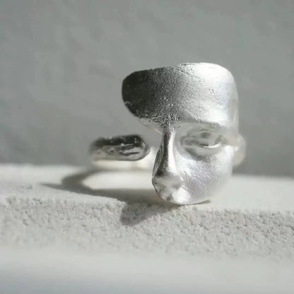 PANJBJ Real 925 Sterling Silver Retro Round Ring | Vintage Fine Jewelry for Women