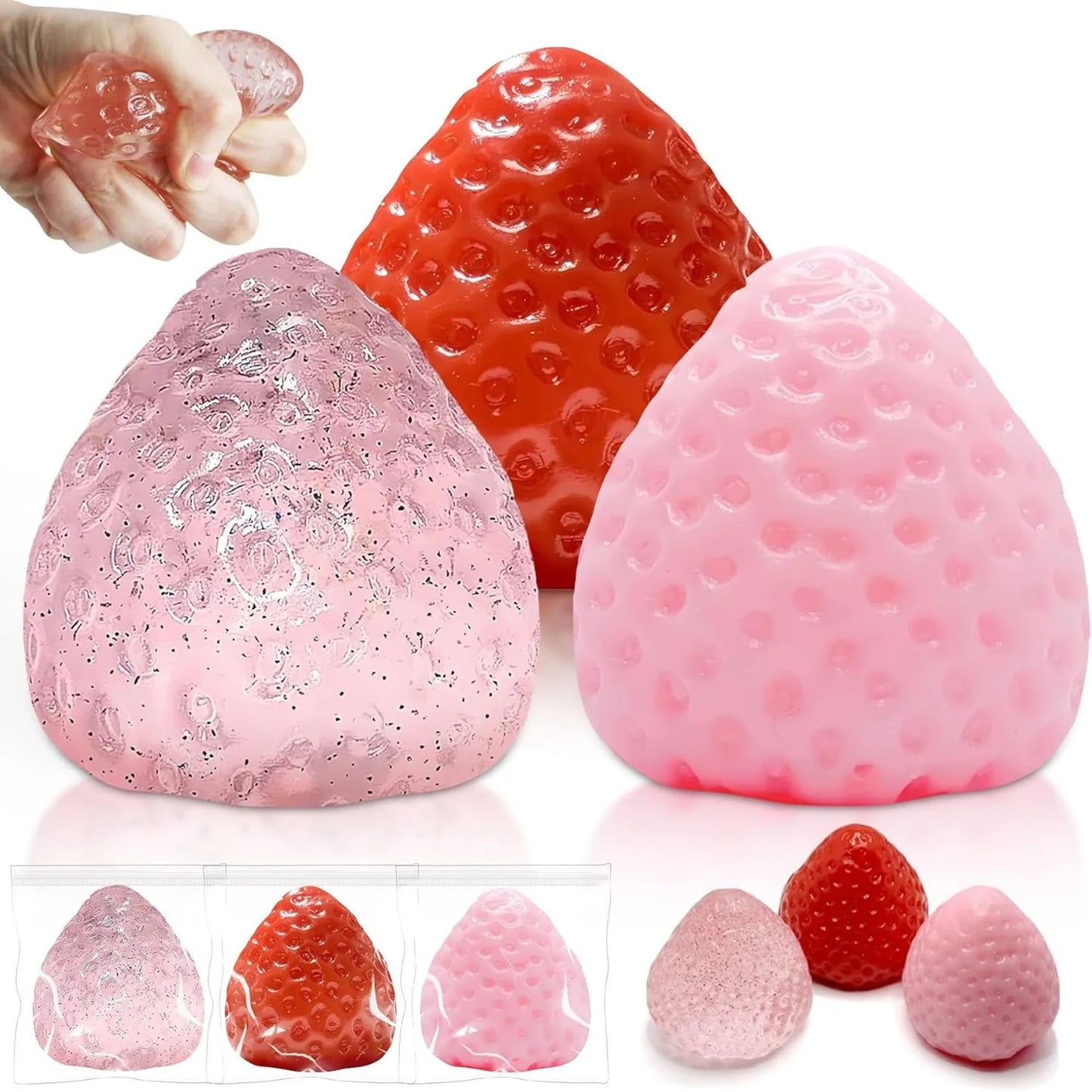 Strawberry Squishy Stress Toy – Soft TPR Squeeze Fidget