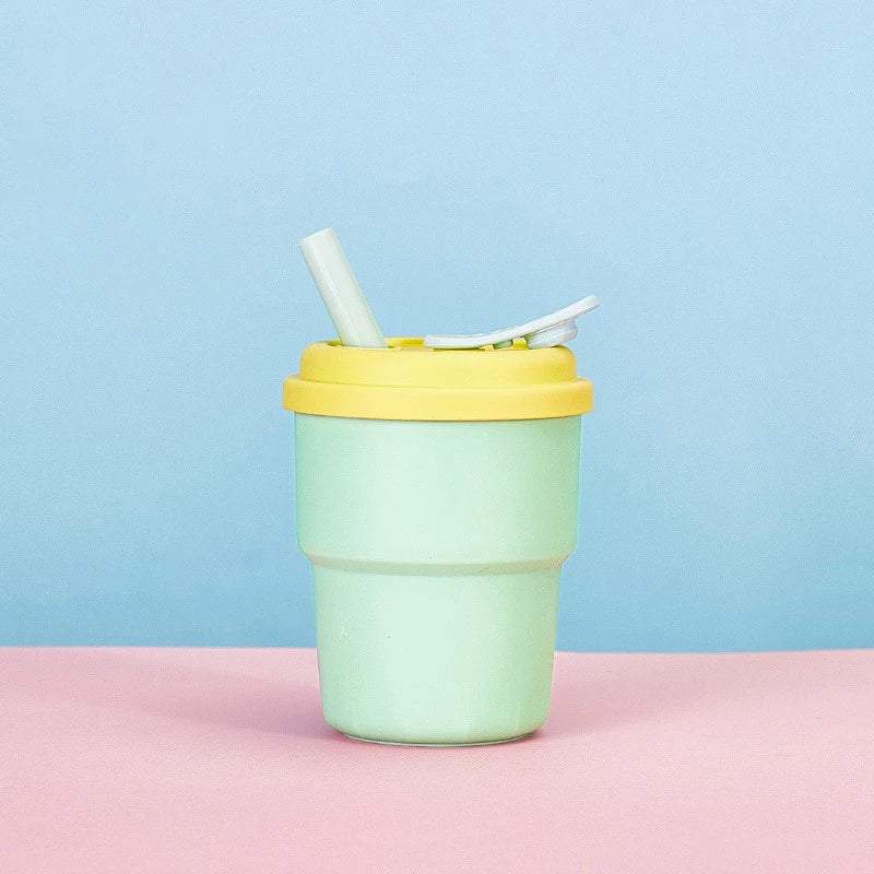 400ml Silicone Coffee Mug with Lid and Straw | Leak-Proof Portable Travel Cup