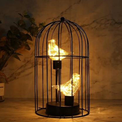 Birdcage Table Lamp Warm White Fairy Light Bird LED Bedroom Living Room Decor
