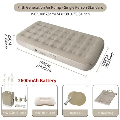 Air Mattress with Built-In Pump Self-Inflating Double Sleeping Pad for Camping Indoors
