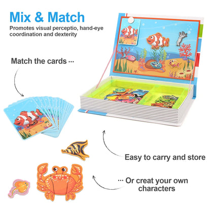Kids Intelligent 3D Jigsaw Toys Magnetic Puzzle Book Brain Training Games Educational Montessori Toys for Kids Gifts Xmas Toys