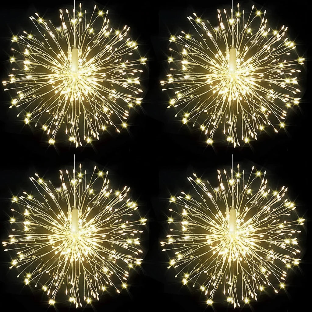 LED Firework Fairy Lights Copper Wire Starburst 8 Modes Remote Outdoor Decor