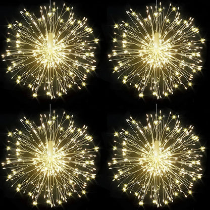 LED Firework Fairy Lights Copper Wire Starburst 8 Modes Remote Outdoor Decor