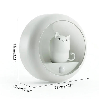 Smart LED Night Light Creative Cat Motion Sensor USB Rechargeable Lamp Decor Cabinet Wall Hanging Lamp for Kid Bedroom Cute