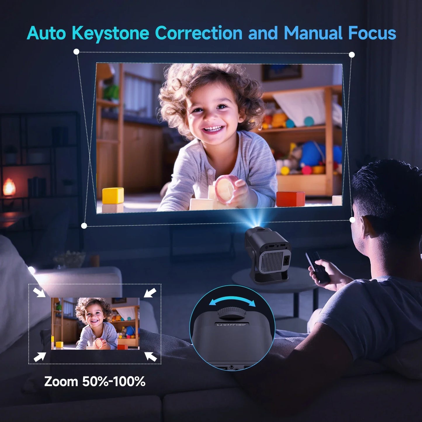 Mini 720P Android 11 Projector 4K Portable WiFi6 BT5.0 Outdoor Cinema Lamp