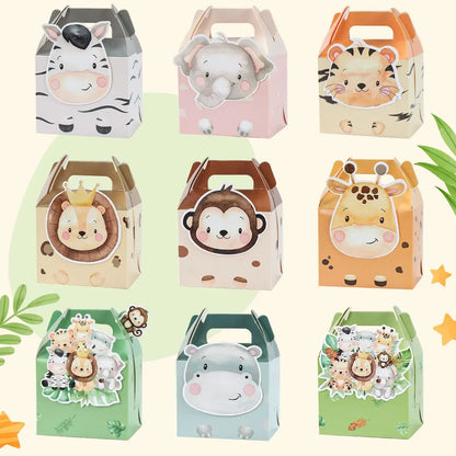 Jungle Animals Box Candy Box Happy Birthday Party Decoration Kids Safari Animal Wild One 1st Birthday Decor Kids Baby Shower