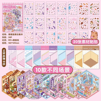Mr.Paper 30Pcs 3D Miniature Scene Stickers | Layered Diorama Decals for Journaling and Craft