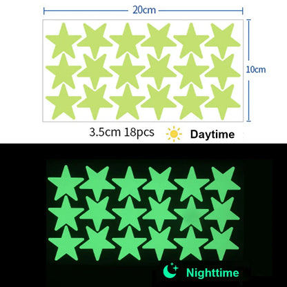 Glow In The Dark 3D Stars Moon Wall Stickers | Creative Luminous Room Decor