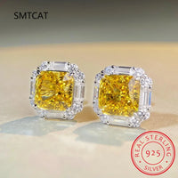 100% 925 Sterling Silver Citrine Stud Earrings | Fine Gemstone Jewelry