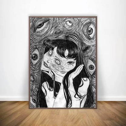 Black And White Ito Junji Tomie Poster HD Art Sticky Wall Waterproof Home Living Room Bar Decoration