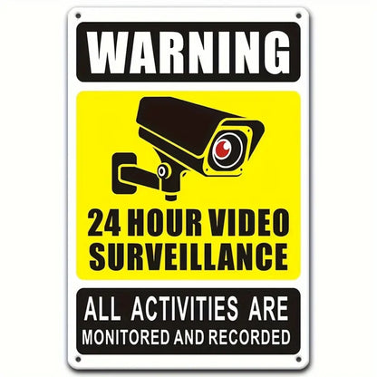 1 panneau 2D plat en aluminium 12x8 pouces, avertissement de surveillance extérieure 24h/24 - Avis de caméra de sécurité CCTV durable