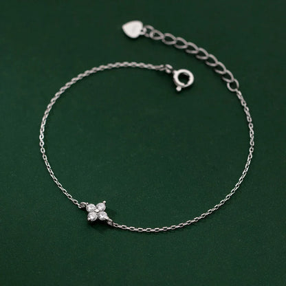 Four Leaf Clover Cubic Zirconia Bracelet | Trendy Chain Link Bracelet for Women
