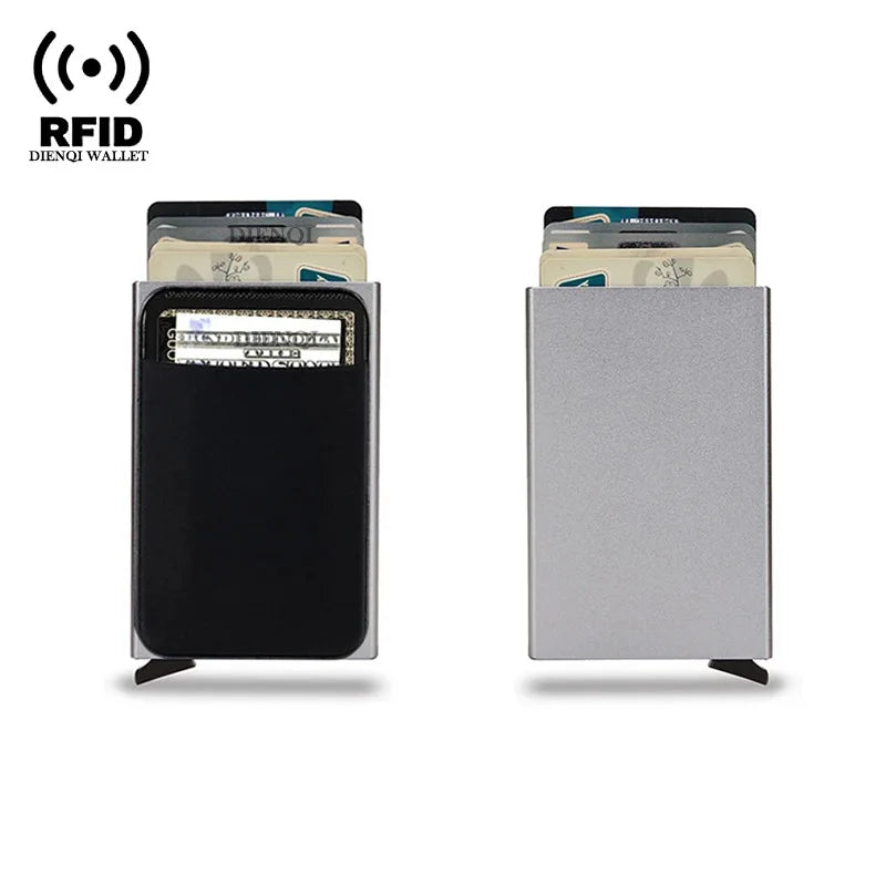 DIENQI RFID Credit Card Holder | Slim Pop-Up Metal Wallet