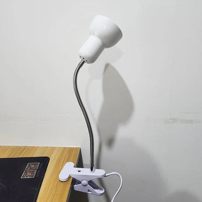 E27 Clip Desk Lamp Adjustable Gooseneck Clamp Light for Bedside Bookshelf