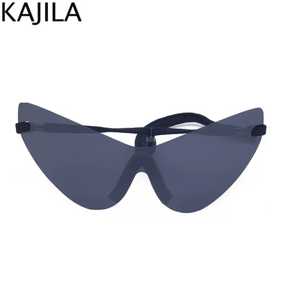 Oversized Punk Rimless Sunglasses | Y2K UV400 Mirror Lens Shades